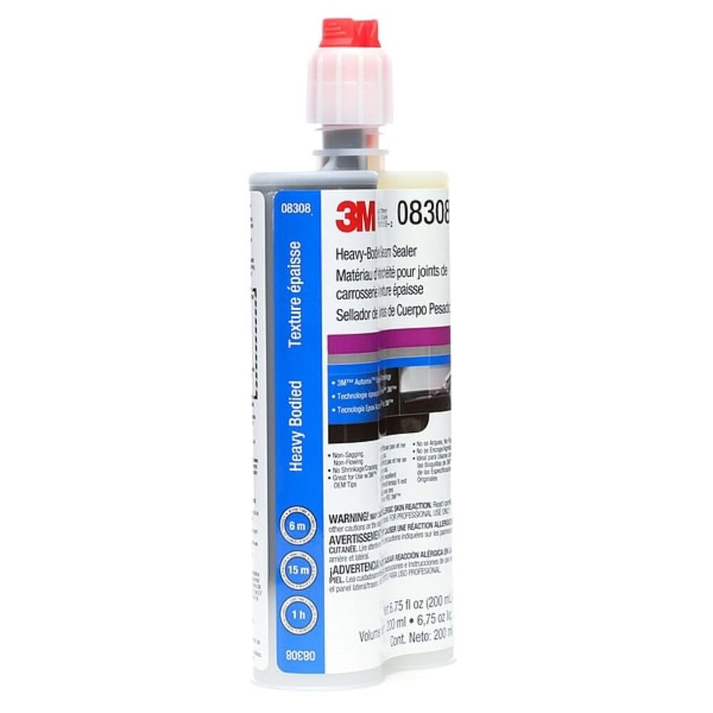 3M Sellador de Costuras de Cuerpo Pesado, 08308, de Dos Partes, automezclable, epoxi automotriz, Cartucho de 200 ml, Color Blanco