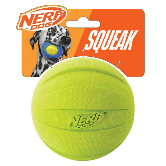 Nerf - Pelota de Goma para Perro con chirriador, Ligero, Duradero y Resistente al Agua, 4 Pulgadas de diámetro para Razas Medianas/Grandes, una Sola Unidad, Verde