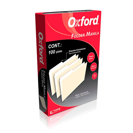 Oxford M751 1/2 Fólder Manila Ceja 1/2 Caja de 100, Tamaño Oficio | Caja Con 100