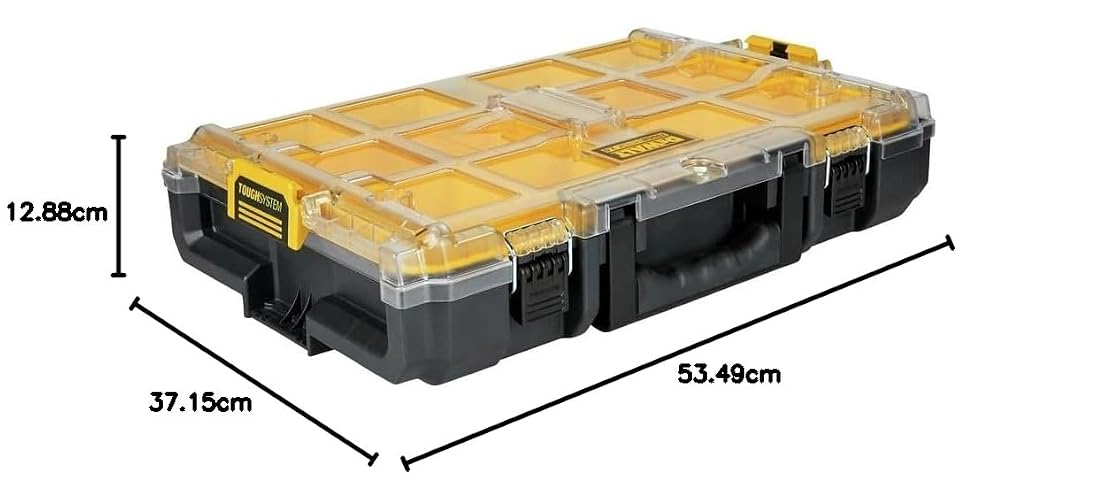 DEWALT Organizador ToughSystem 2.0 10 compartimentos DWST08040 | Organizador modular de tamaño completo para accesorios, herramientas y suministros en obra.