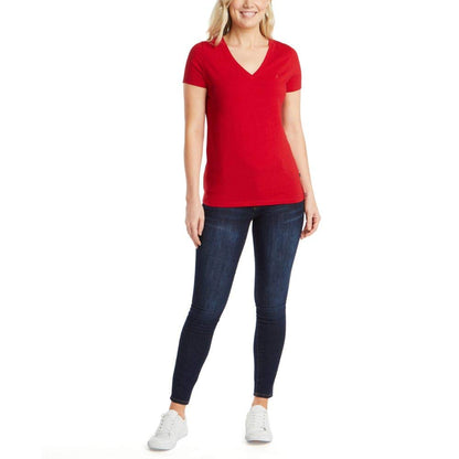 Nautica Playera de algodón elástico súper Suave con Cuello en V fácil Comodidad Camiseta para Mujer