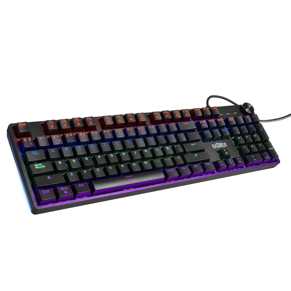 Teclado alámbrico led Rainbow Gamer para PC, reposa muñecas BASH-1004