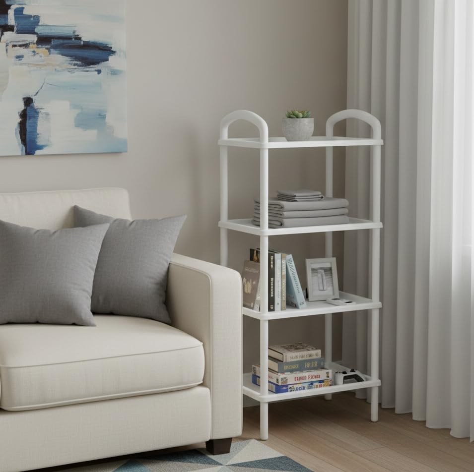 Italhome Estante De Plástico con 4 Repisas Lisas, Organizador Multiusos para Interior Ideal para Almacenamiento Scalp