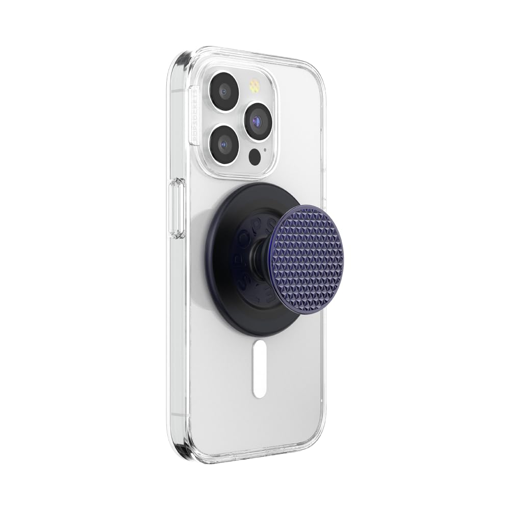 PopSockets PopGrip Redondo Compatible con MagSafe, Negro - MagSafe - Alum Triangle Moleteado French Navy