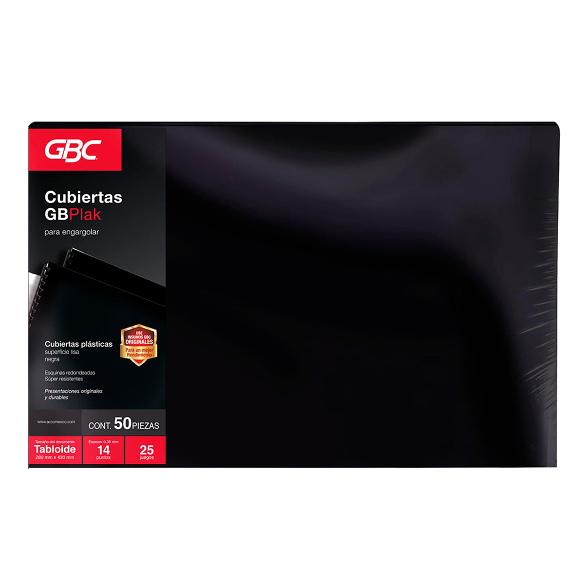 GBC P3604 Cubierta para Encuadernar Gbplak Liso Tabloide Negro