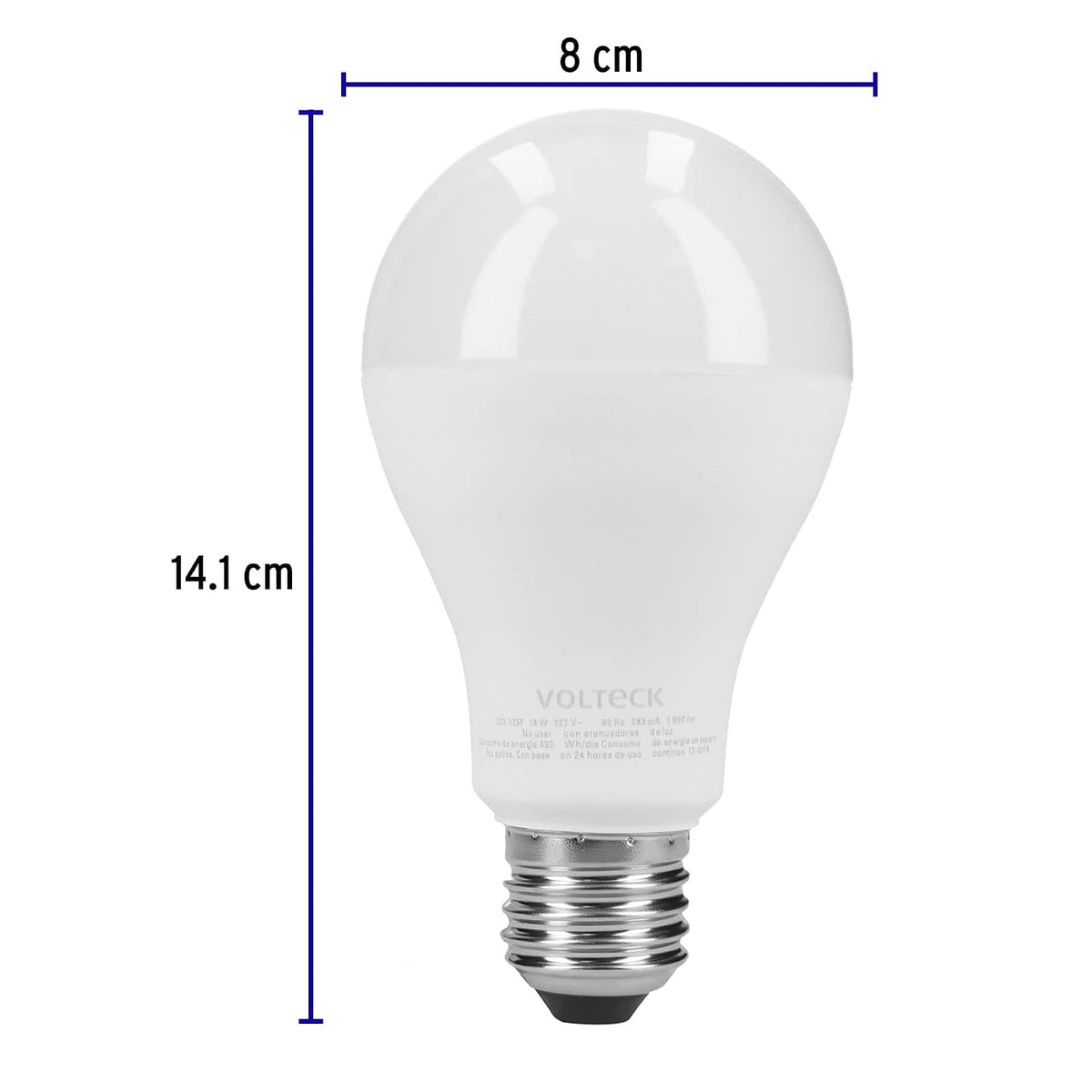 Volteck LED-125FX4, Pack de 4 lámparas de LED A19 18 W luz de día
