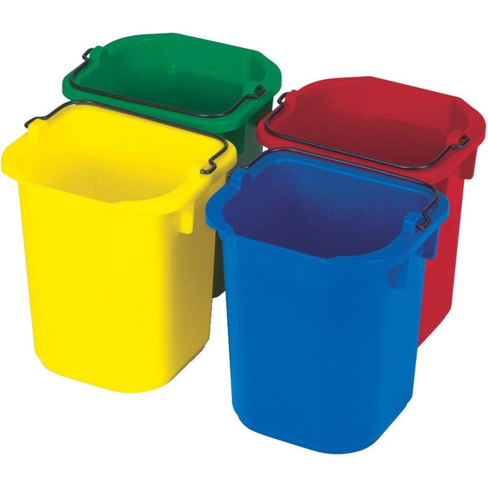 Rubbermaid Commercial Products – Cubeta para Carro de Limpieza, Codificación por Colores, Contiene Botella Rociadora y Paño de Microfibra para Limpieza Rápida, Capacidad de 4,7 L, Amarillo 1857374