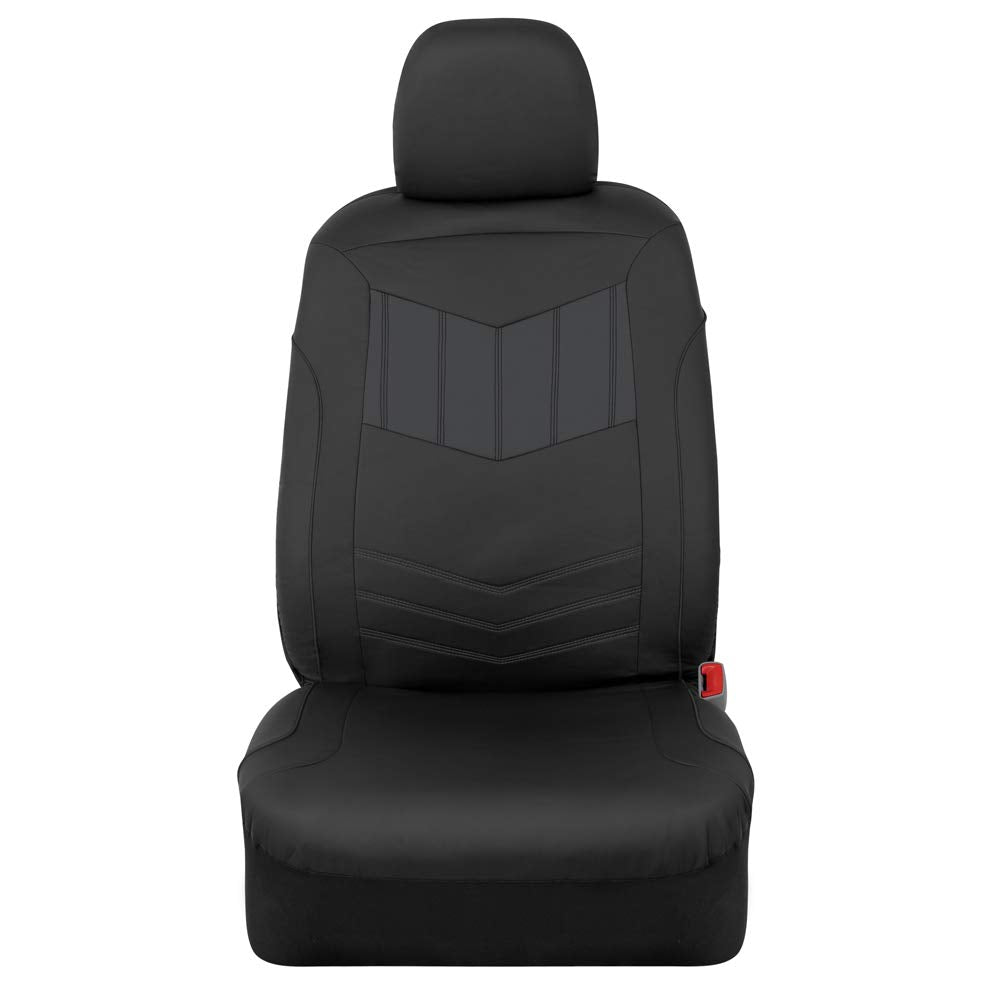 Motor Trend Super Sport - Fundas de Asiento de Piel sintética Gris para Asientos Delanteros, diseño Moderno de Dos Tonos, Protectores de Asiento fáciles de Instalar, Fundas Interiores para Automóvil,