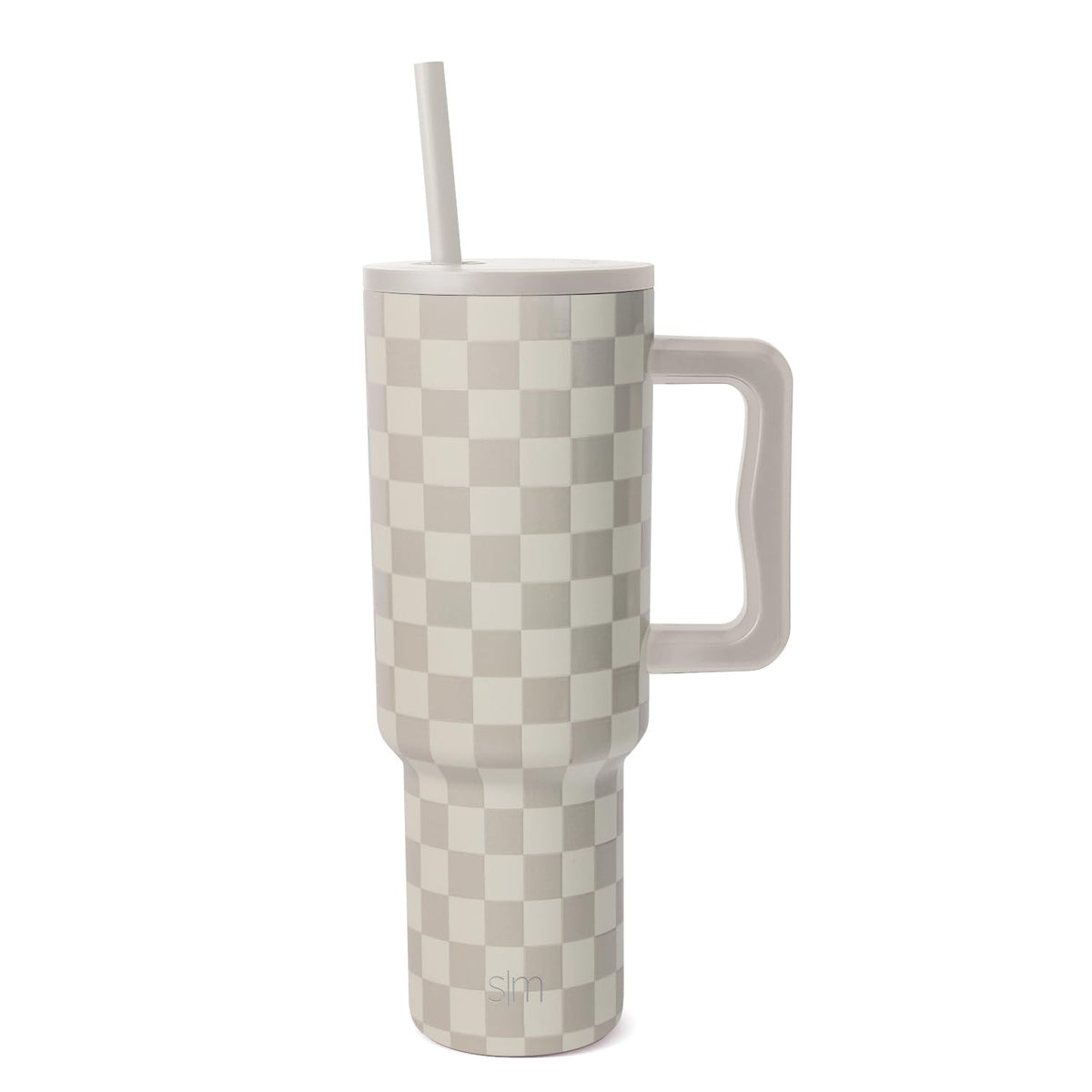 Simple Modern Trek Vaso Térmico con Asa y Popote, Acero Inoxidable, 890-1180 ml - 1180 ml - Pattern: Checkmate