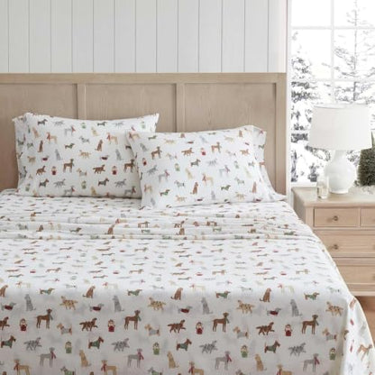 Martha Stewart - Sábanas de franela tamaño King, algodón antibolitas y resistente a las arrugas, suaves al tacto para comodidad en todas las estaciones, sábanas con fundas de almohada a juego y sábana