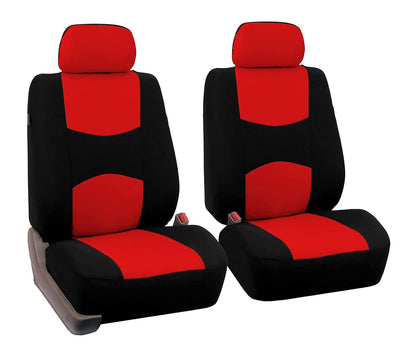 FH Group Funda Universal para Asiento de Automóvil de Banco sólido para reposacabezas Desmontables, Ajuste Universal para Automóviles, Camiones y SUV (Beige/Negro) - Red - Black