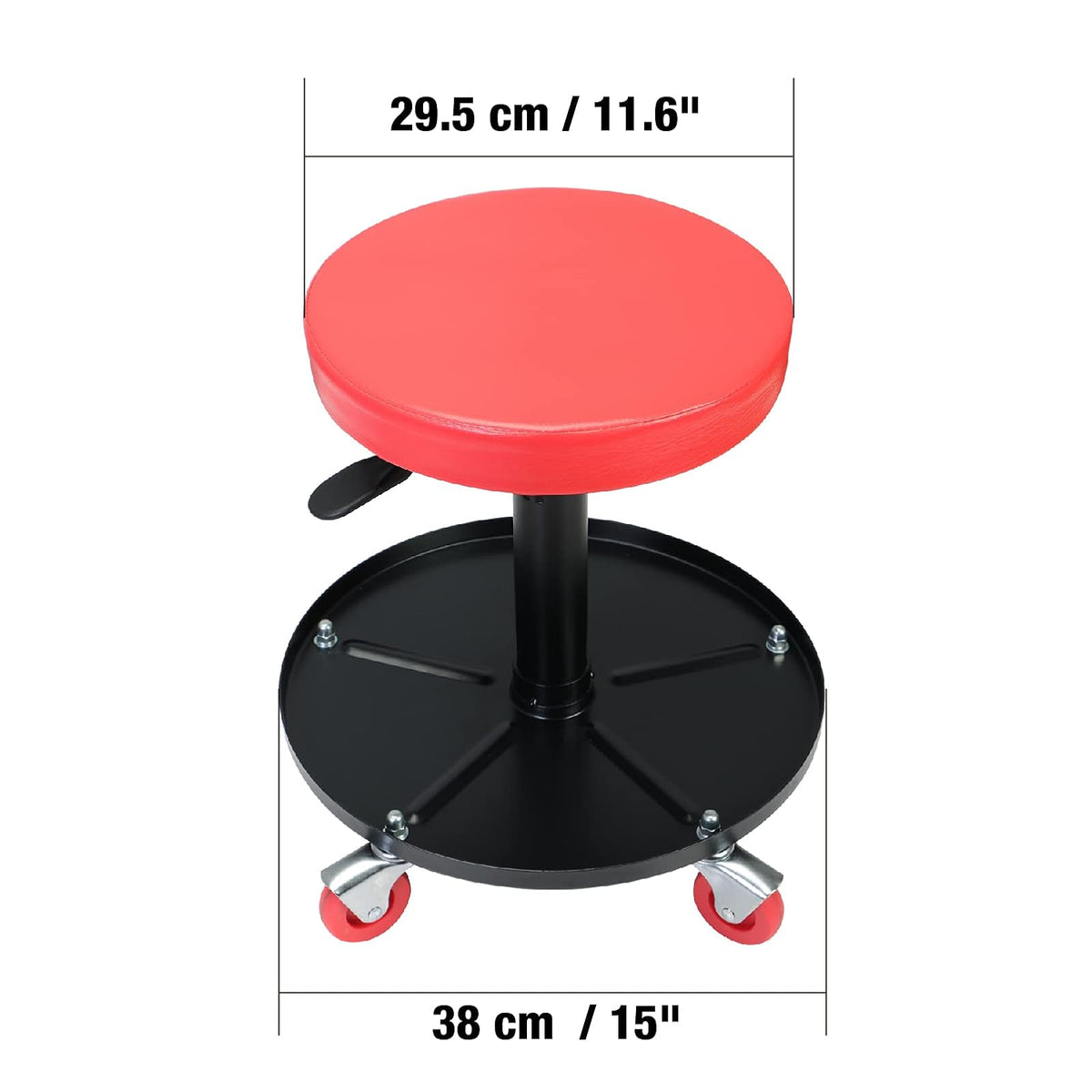 Big Red Asiento de Taller con Ruedas ATRHL6201R, Acolchado Ajustable, Bandeja de Herramientas, Rojo