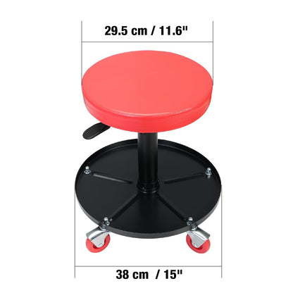 Big Red Asiento de Taller con Ruedas ATRHL6201R, Acolchado Ajustable, Bandeja de Herramientas, Rojo