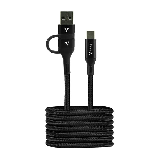 Vorago CAB-126 Cable Tipo C a Tipo C con Adaptador a USB A