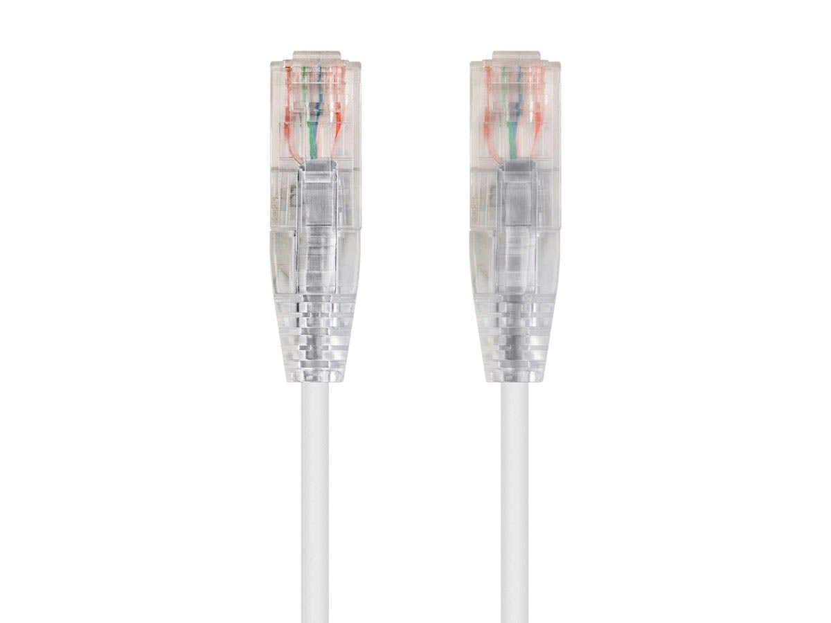 Monoprice Cable Ethernet Cat6 SlimRun 0.9 m (3 pies), Morado - 50ft - Blanco