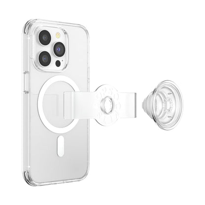 PopSockets - Funda Transparente para iPhone 14 Pro, con Agarre y Deslizamiento, Compatible con MagSafe, Carga inalámbrica Compatible