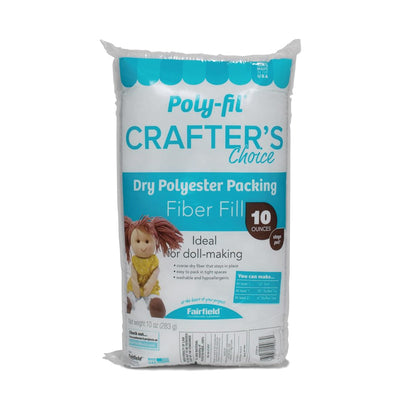 Fairfield Poly-Fil Crafter's Choice, Relleno de Fibra de poliéster seco, Relleno para Animales de Peluche, Juguetes, muñecas y más, Relleno de Fibra de poliéster Lavable a máquina, Bolsa de 10 onzas