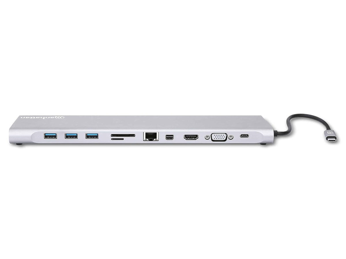 Manhattan 130578 - Estación Docking USB-C 11 en 1 con MST para Tres monitores