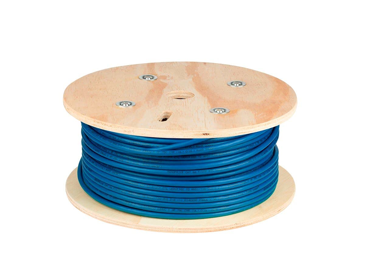 Monoprice Cable de red Cat8 – 250 pies a granel – azul | 2 GHz, blindado S/FTP, sólido, 22 AWG, 40 G, cobre desnudo, para conmutador Ethernet, módem, enrutador – serie Entegrade