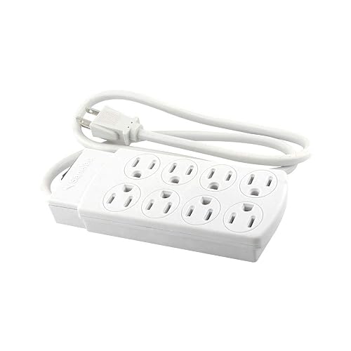 SANELEC, Extensión, Barra Multicontacto, 8 Entradas, Cable de 90 cm, Modelo 1310 + Genlit GL-XTDO6MB Extension Domestica, color Blanca, 6 m