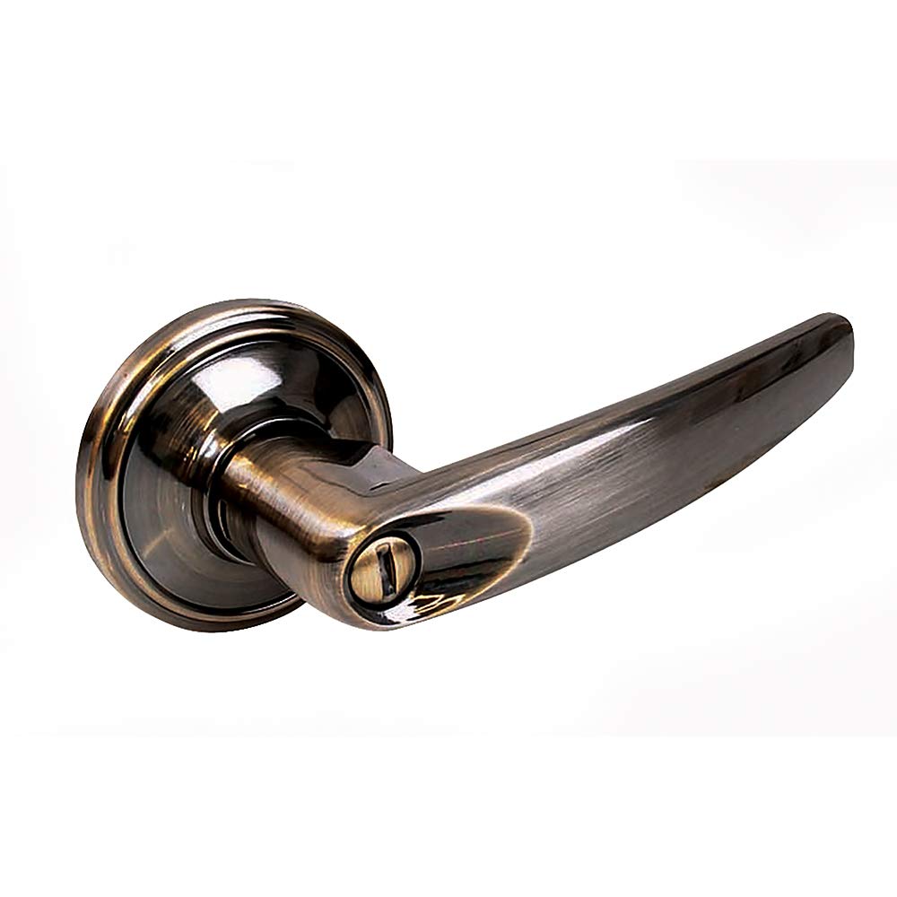 Lock Manija Tubular para Baño o Recámara, Acabado Latón Brillante - Función: Baño - Latón antiguo