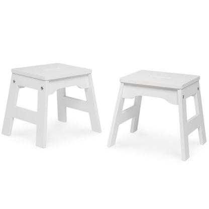 Melissa & Doug Taburetes de Madera - Juego de 2 (Blanco)