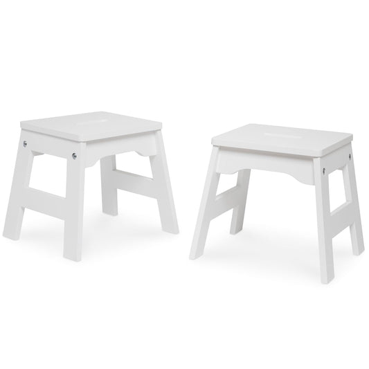 Melissa & Doug Taburetes de Madera - Juego de 2 (Blanco)