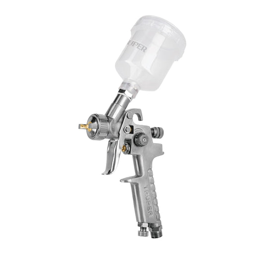 Truper PIPI-410, Pistola para retoque de Gravedad HVLP, Vaso plástico, tobera 1 mm