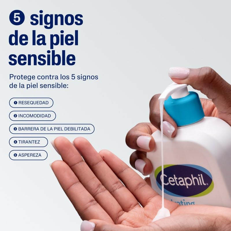 Cetaphil Crema Limpiadora Espumosa Hidratante Facial Rostro Sensible 473 ml | Con niacinamida B3, pantenol, glicerina, aloe vera y aminoácidos; limpia sin resecar, mantiene barrera, pH y microbioma sano.