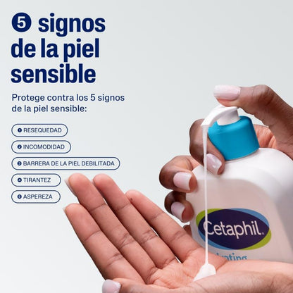 Cetaphil Crema Limpiadora Espumosa Hidratante Facial Rostro Sensible 473 ml | Con niacinamida B3, pantenol, glicerina, aloe vera y aminoácidos; limpia sin resecar, mantiene barrera, pH y microbioma sano.