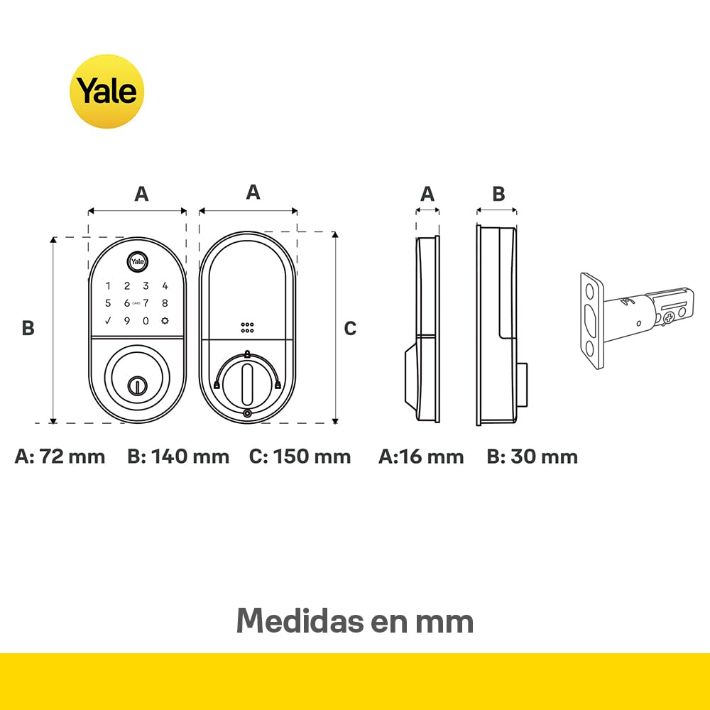 Yale Cerradura Inteligente Compact Cerrojo Biom?trica Bon Hub Wi-fi