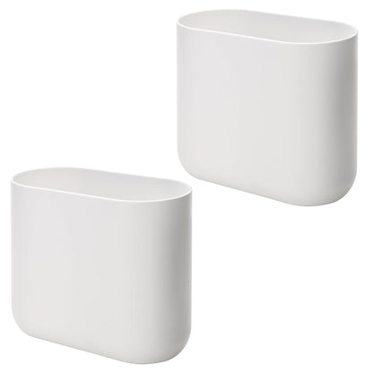 iDesign - Juego de 2 botes de plástico ovalados pequeños para baño, recámara u oficina, color blanco