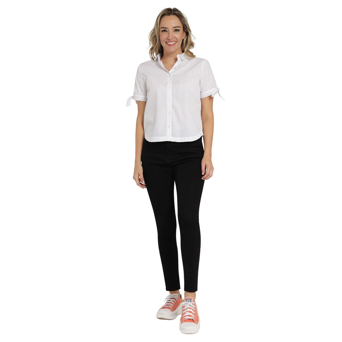 Lee Camisa Slim Fit de Algodón para Mujer, Blanco, CH