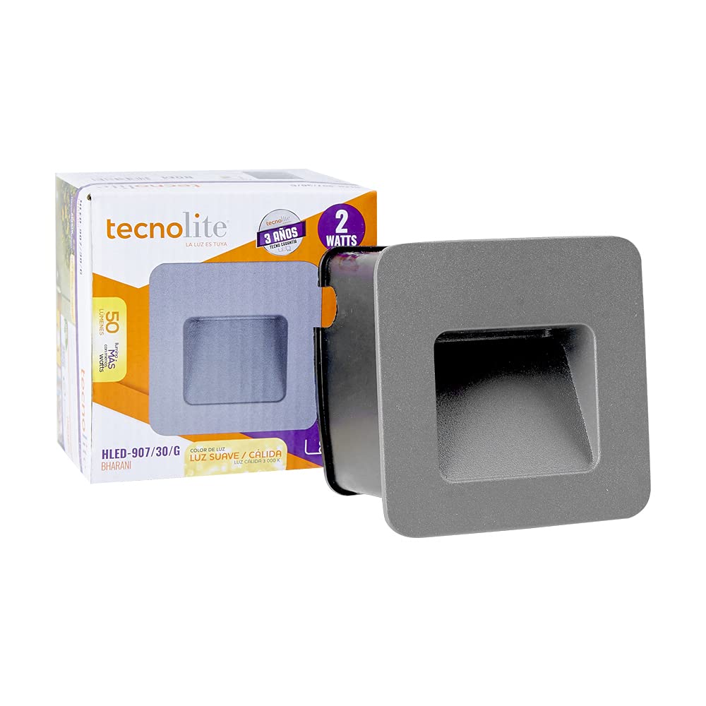 Tecnolite - Lámpara de exterior LED para empotrar, 2 W, Luz suave cálida