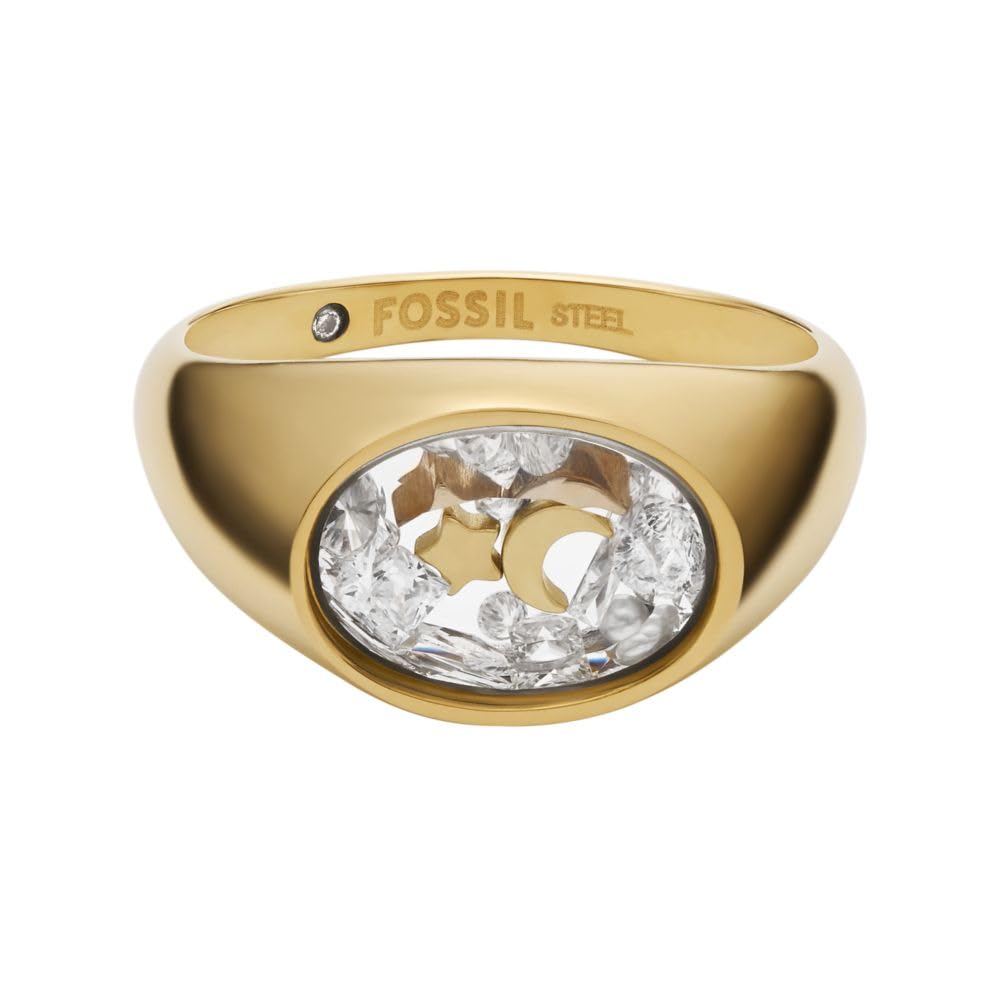 Anillo Fossil JF04896710 Sutton de acero inoxidable en tono dorado para mujer, talla 9