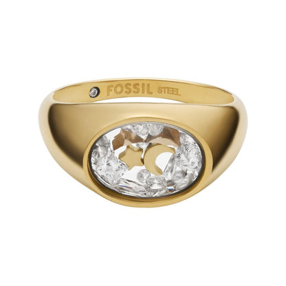 Anillo Fossil JF04896710 Sutton de acero inoxidable en tono dorado para mujer, talla 7