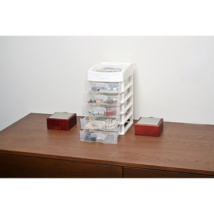 Italhome Cajonera De Plástico, Mini Organizador De Escritorio Multiusos Con 5 Cajones Transparentes Sesia