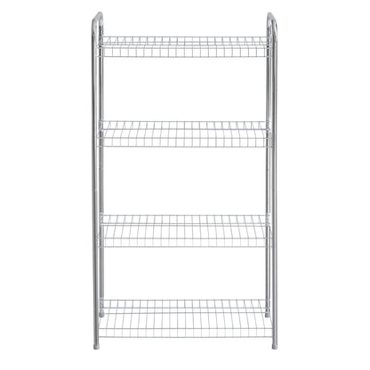 Rubbermaid Estante de Alambre Resistente de 4 Niveles, níquel Satinado, fácil de Montar con Accesorios incluidos, para Uso en Alimentos, lavandería, clóset y Almacenamiento en el hogar