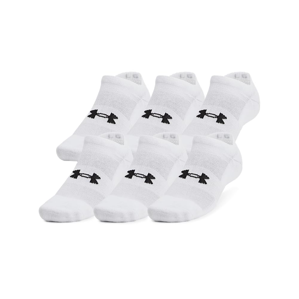 Under Armour Calcetines de algodón de entrenamiento sin mostrar paquete de 6 Calcetín Unisex adulto - XL - (100) Blanco - Blanco - Negro