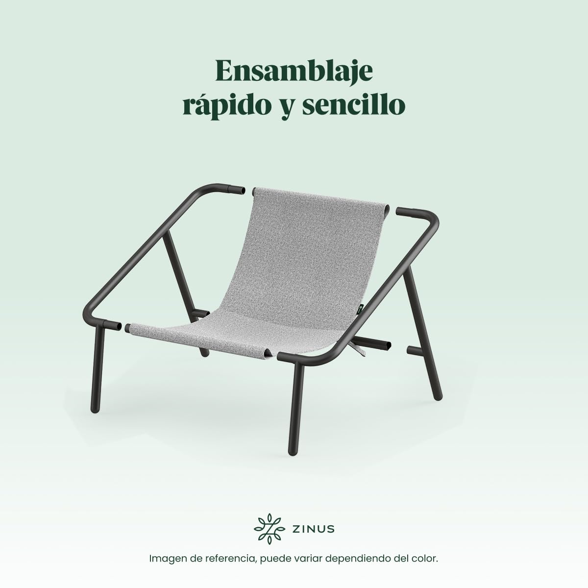 Zinus Ada | Silla de Estructura Metálica Triangular con Cojines de Espuma Color Gris Claro y de Fácil Armado | Garantía de 1 año