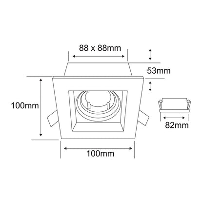 Tecnolite Lámpara Downlight Empotrable Dirigible, Potencia Máx. 60 W, Base GX5.3/GU10, No incluye foco
