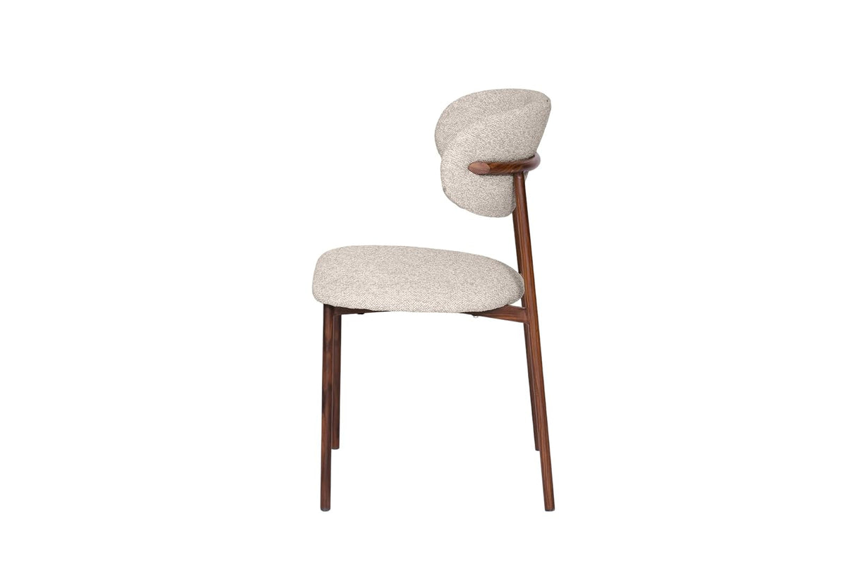 TUGOW Silla para Comedor Tapizada con Asiento Acolchado Color Biege - Madera Industrializada, Metal y Tela