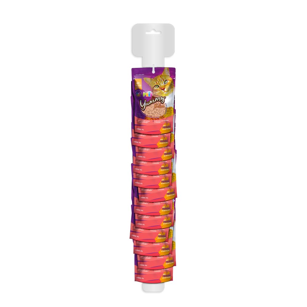 Fancy Pets Yummy Delice Premios para Gatos 12 Pack, Triangulitos de Salmón Nutritivos y Saludables
