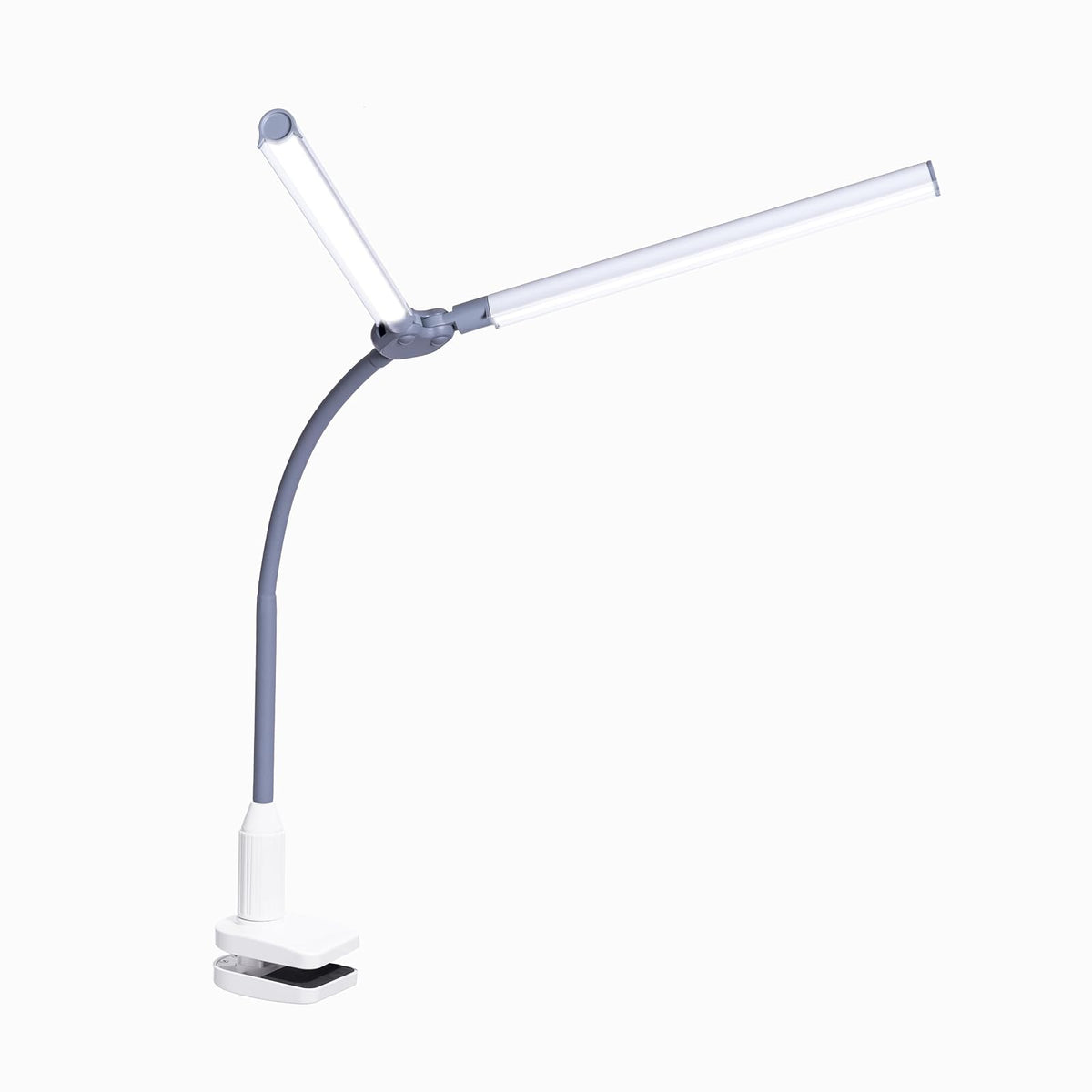 Daylight DuoPro - Lámpara LED con abrazadera – 6.000 K, 2.100 Lux a 12 pulgadas, 4 niveles de brillo, pantallas antirreflejos, brazo ajustable, diseño delgado, perfecto para costura, lectura,