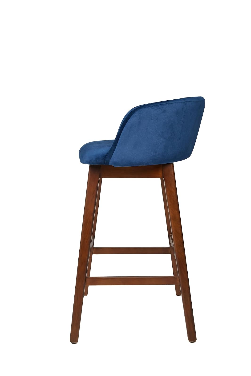 Sochic Banco Alto con Asiento Tapizado en Terciopelo Azul. Estructura de Madera