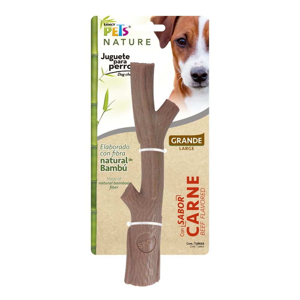 Fancy Pets Hueso de Bambú Plus Juguete para Morder Sabor Carne para Perro - Grande - Carne