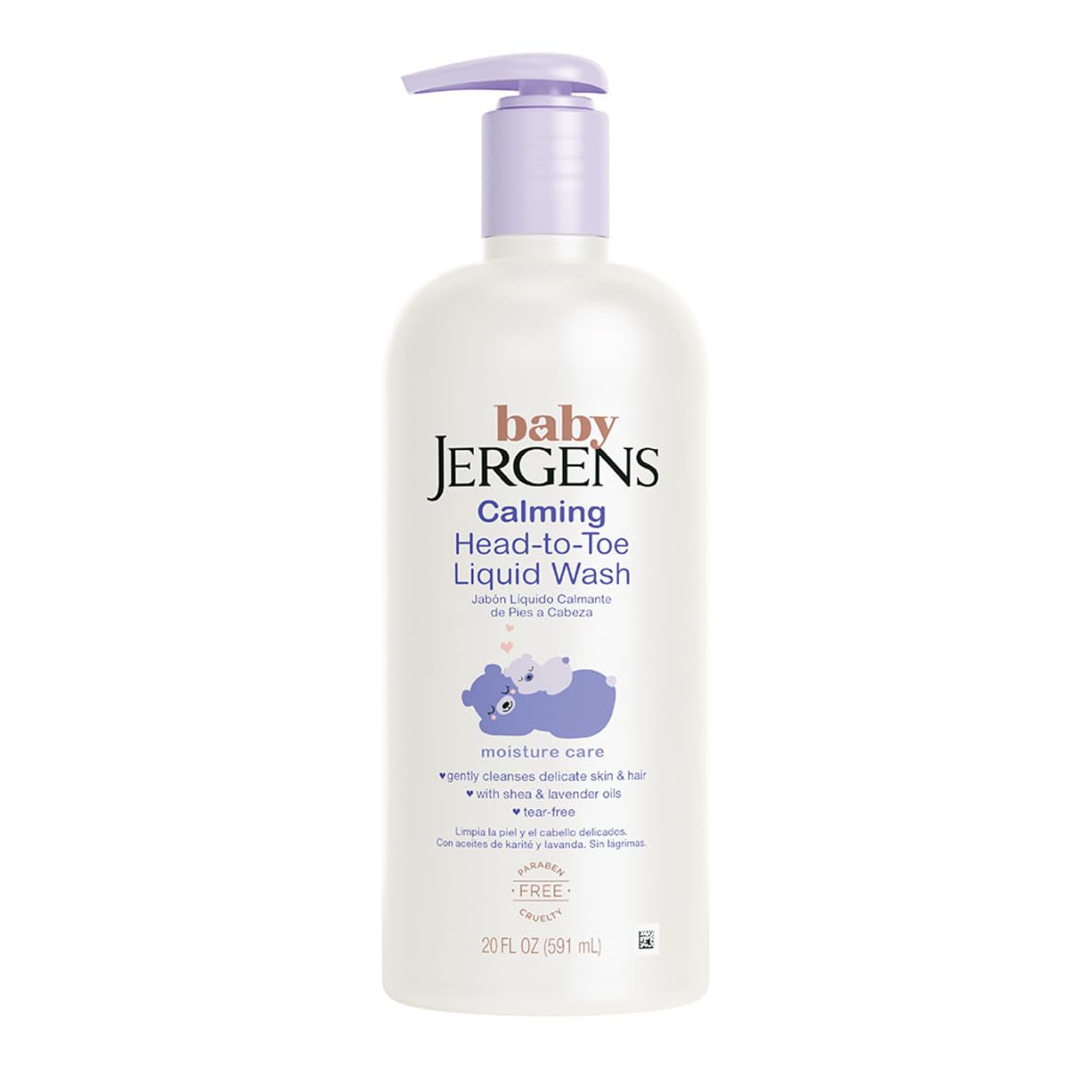 Jergens Baby, Jabón Líquido Calmante de Pies a Cabeza para Bebés, Gel de Baño y Shampoo, sin lágrimas, 591 ml