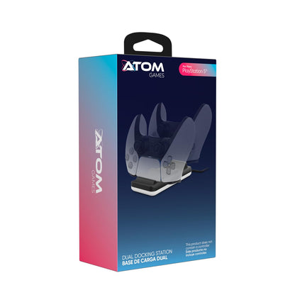 ATOM GAMES Base de Carga Dual para PS5 - Power Stand - Blanco