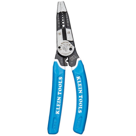 Klein Tools K12065CR - Pelacables/Cortador/Crimpadora Herramienta para Cortar, Pelar, Prensar, Torcer (8-18 AWG Sólido, 10-20 AWG Trenzado), Material Combinación, Color Multi
