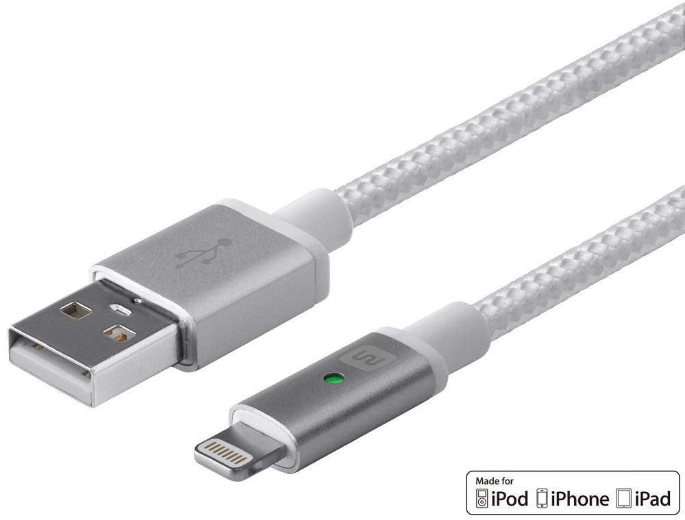 Monoprice 112868 Luxe Series Apple MFi Certified Lightning to USB Charge and Sync Cable, 3 Feet, White